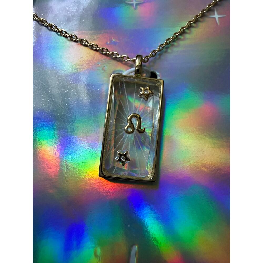 Title: Leo Zodiac Necklace 14K Gold-Dipped Cubic Zirconia Celestial Necklace - Picture 3 of 3